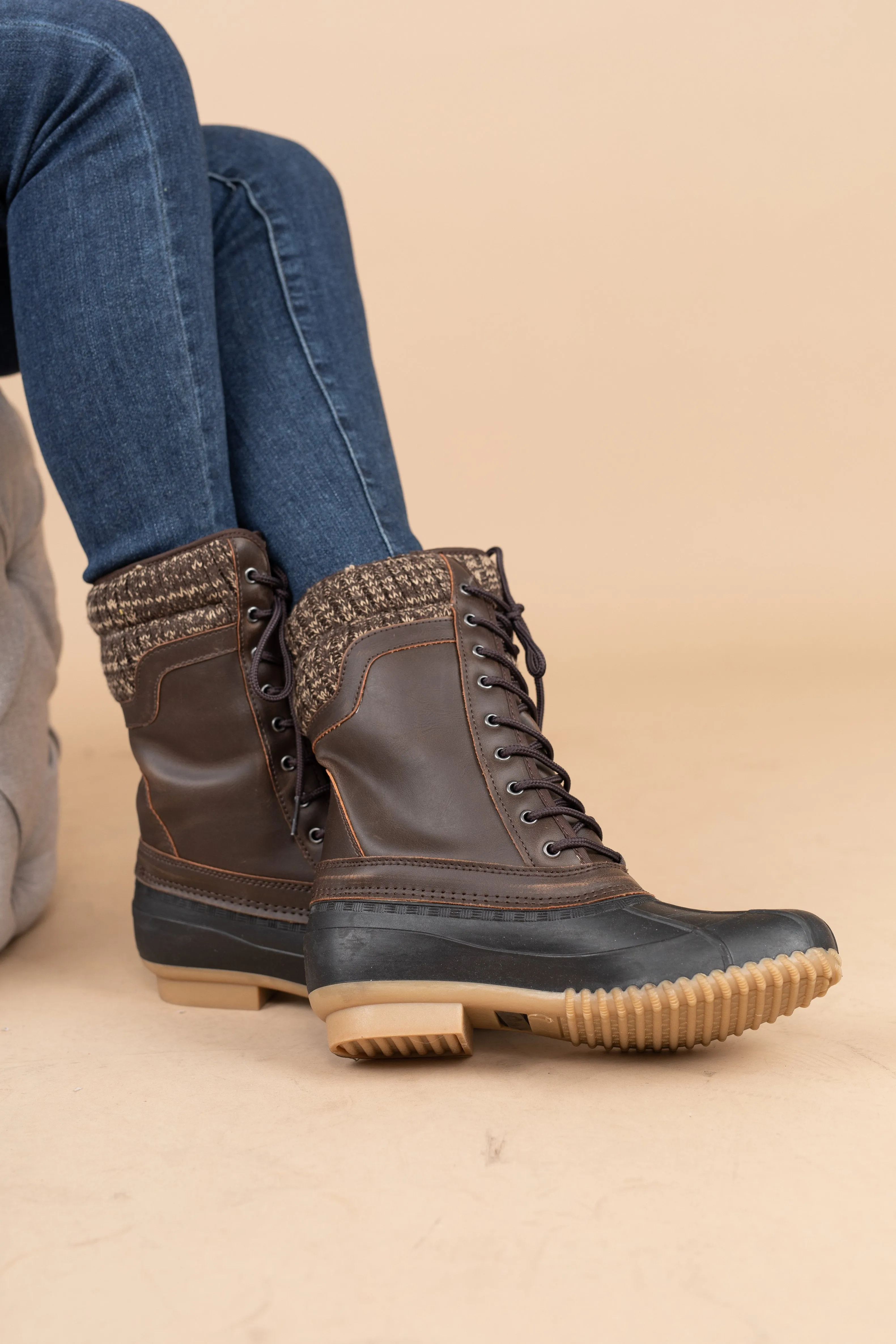 Dashing Through The Snow Brown Duck Boots