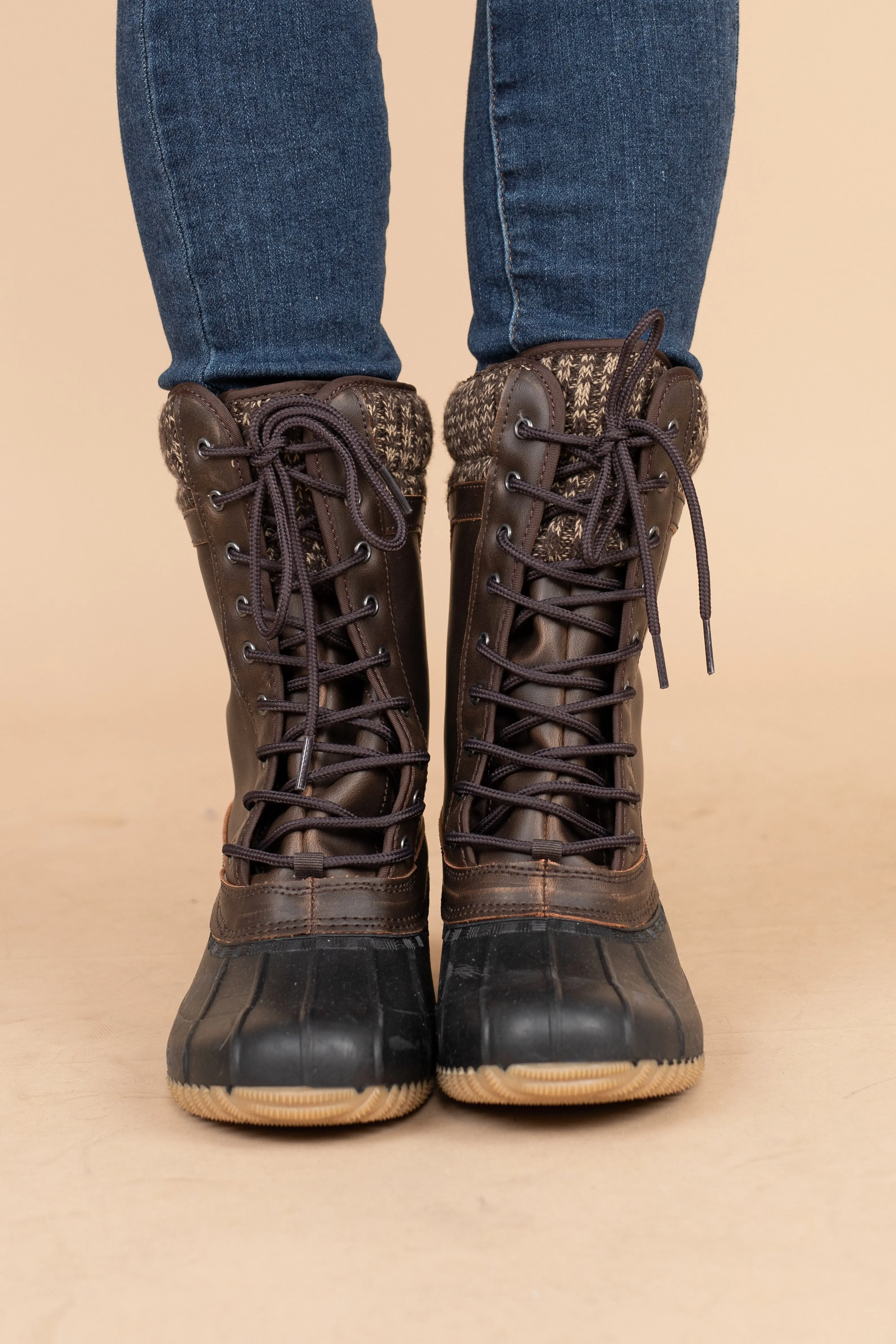 Dashing Through The Snow Brown Duck Boots