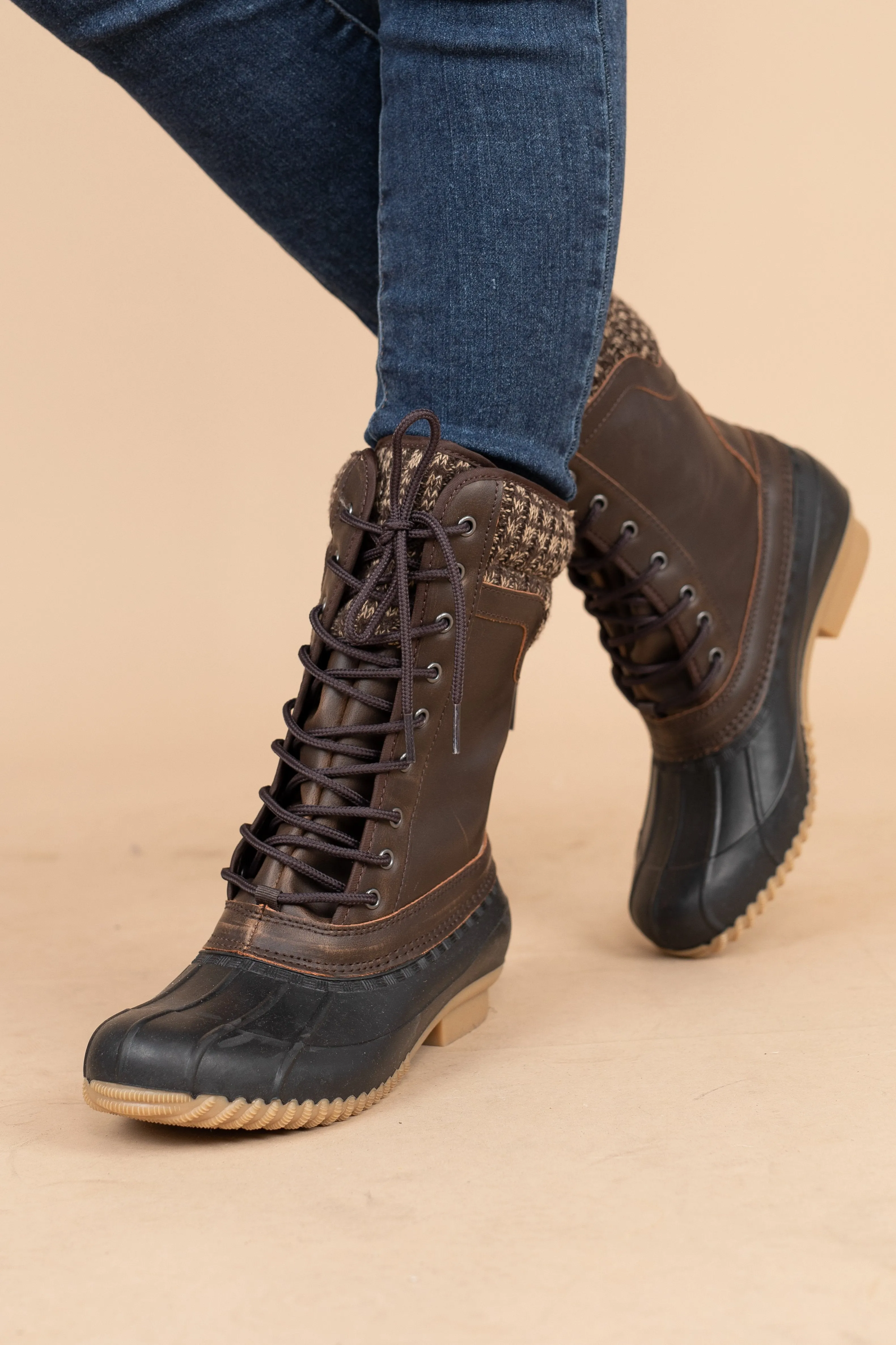 Dashing Through The Snow Brown Duck Boots