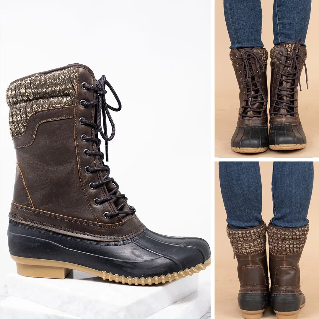 Dashing Through The Snow Brown Duck Boots