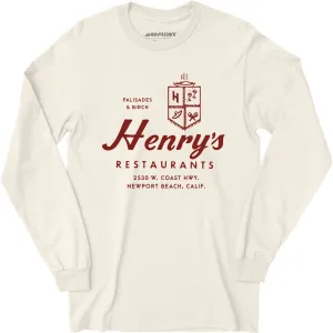 Henry's - Newport Beach, CA - Vintage Restaurant - Long Sleeve T-Shirt