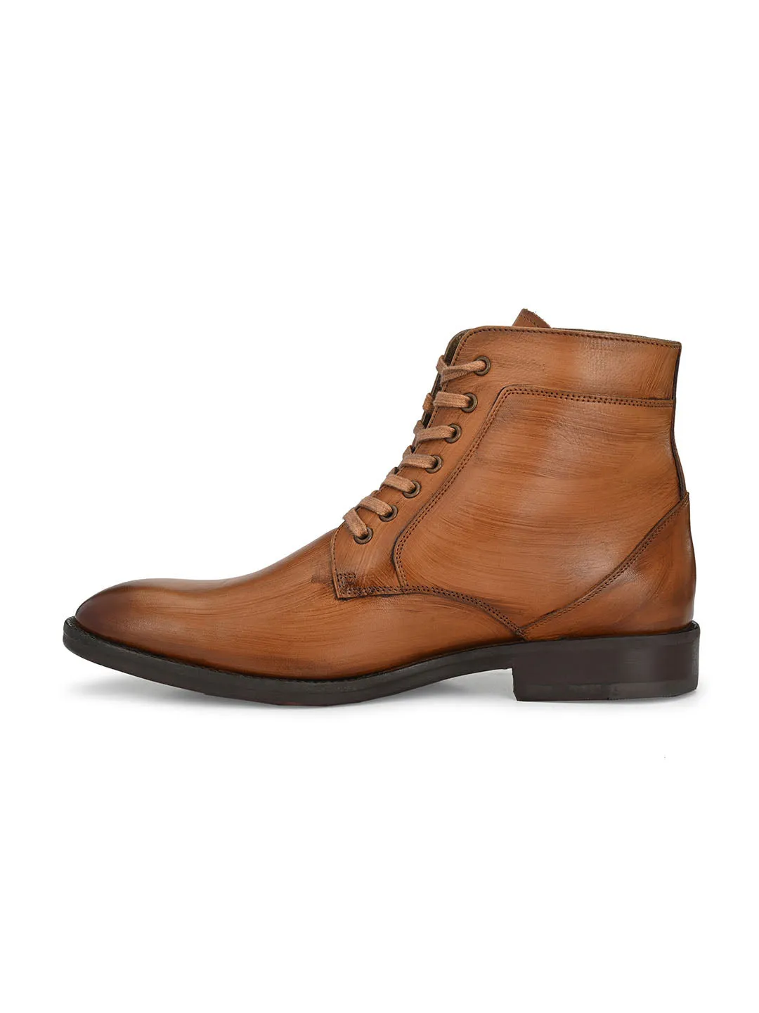HITZ3003 Men's Tan Leather Formal Lace-Up Boots