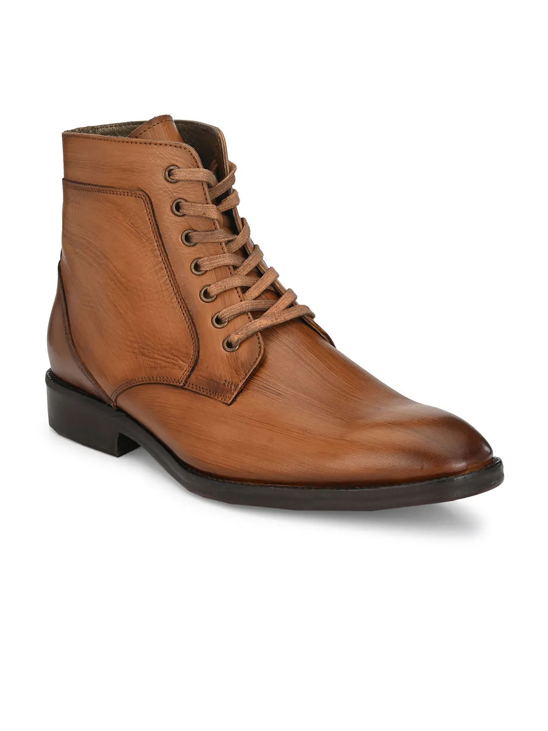 HITZ3003 Men's Tan Leather Formal Lace-Up Boots
