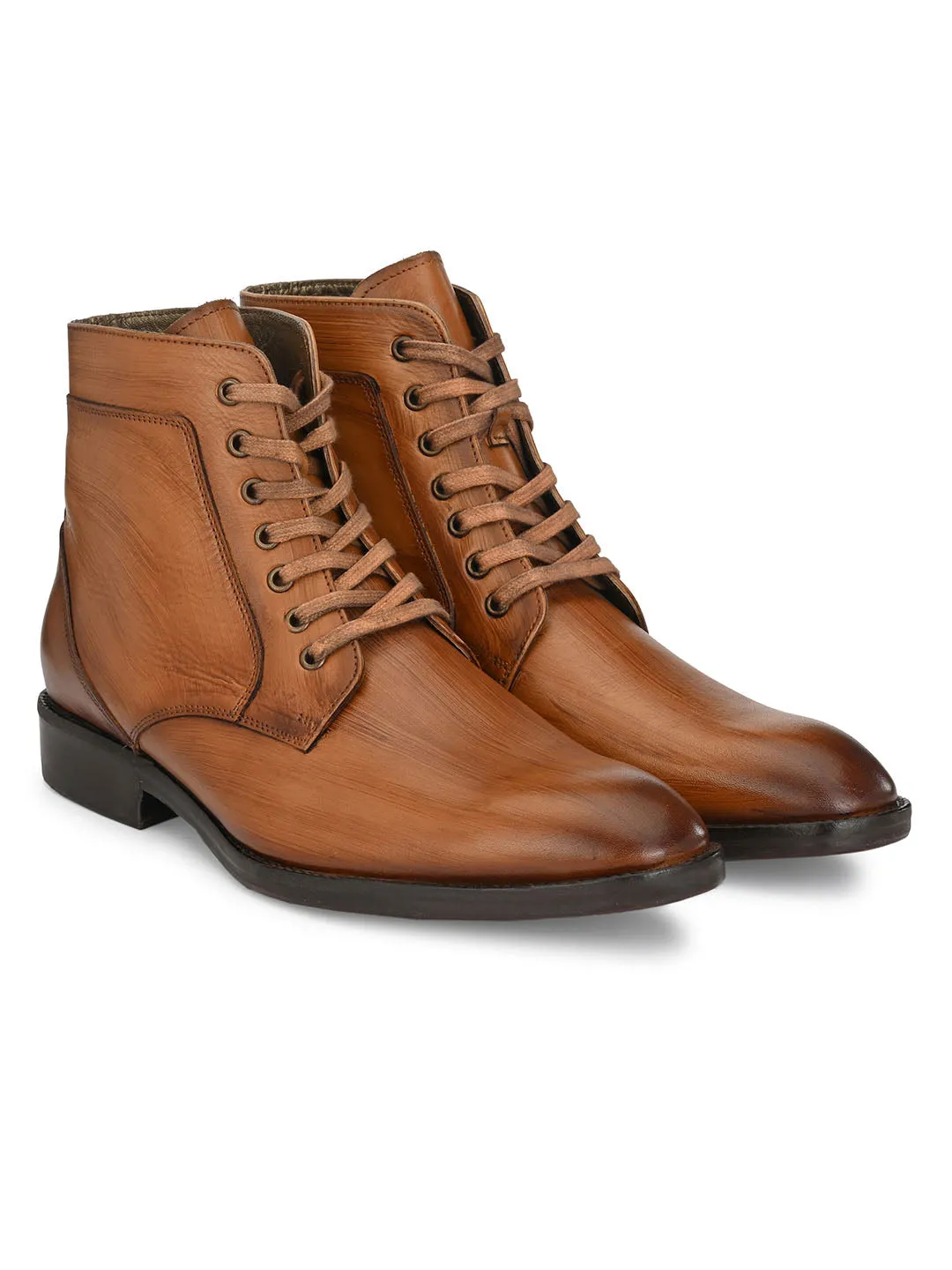 HITZ3003 Men's Tan Leather Formal Lace-Up Boots