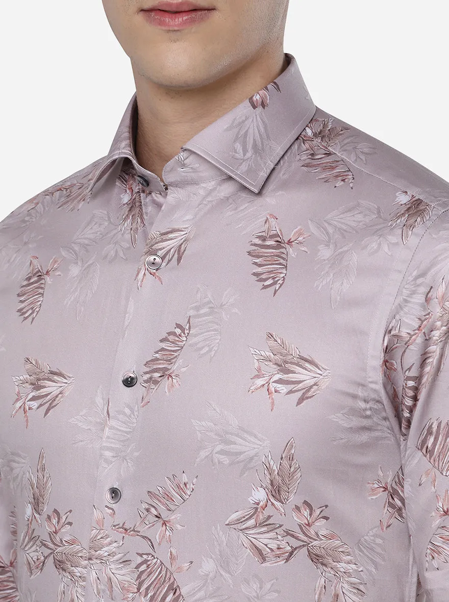 Lilac Printed Slim Fit Party Wear Shirt | Wyre