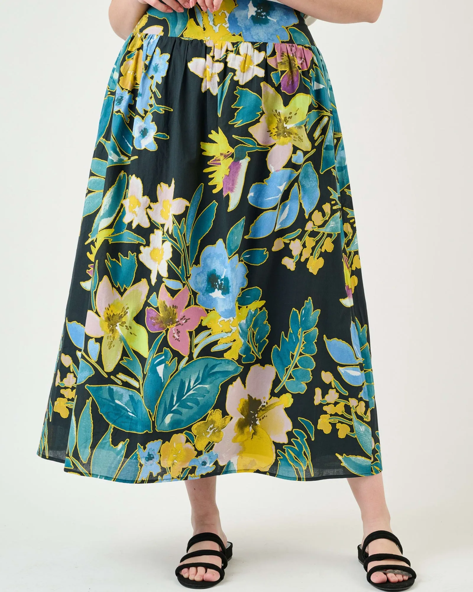 Riley High-Waist Floral Skirt | K724 Black