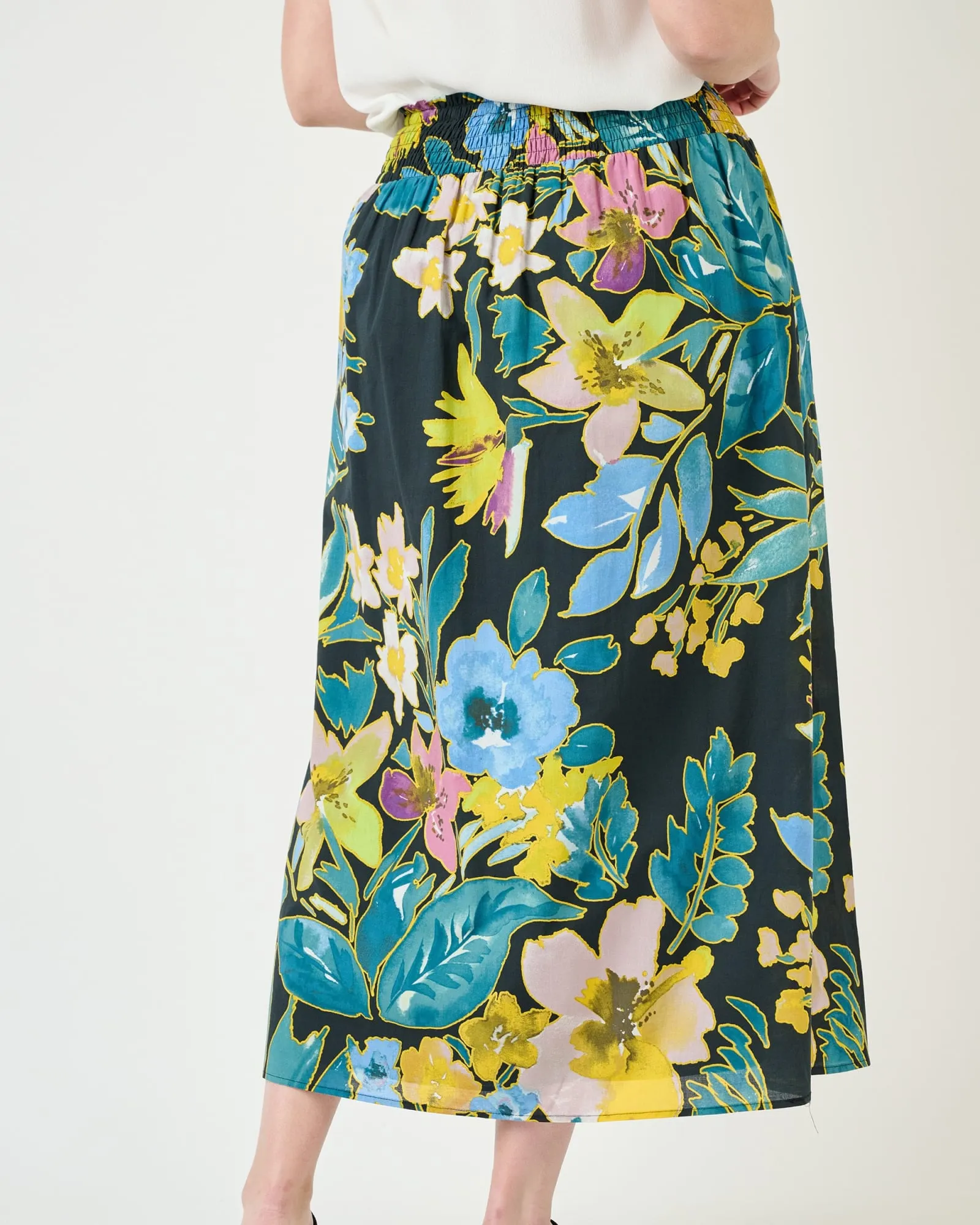 Riley High-Waist Floral Skirt | K724 Black